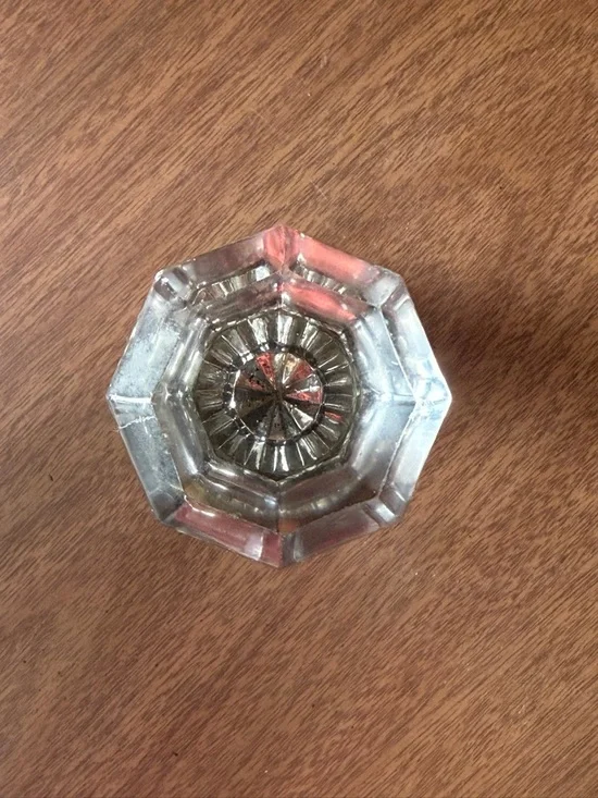 Vintage Clear Glass Door Knob Set with Brass Hardware - Picture 2 of 5